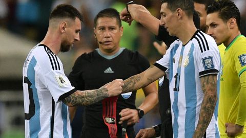 Messi y Di María en un partido de la selección de Argentina.