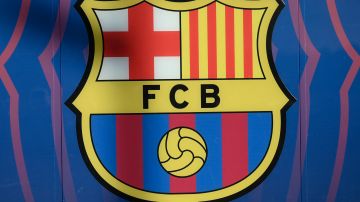 A picture taken at the Joan Gamper training ground in Sant Joan Despi, near Barcelona, on December 27, 2023 shows the FC Barcelona's club crest. (Photo by Josep LAGO / AFP) (Photo by JOSEP LAGO/AFP via Getty Images)