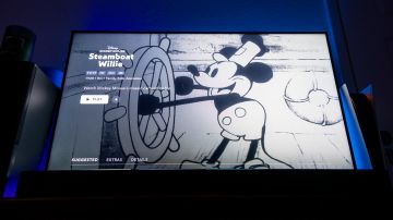AUSTIN, TEXAS - JANUARY 02: In a photo illustration, an episode of Disney's Steamboat Willie that was the debut of Mickey Mouse is seen on a television set on January 02, 2024 in Austin, Texas. As of New Year's Day, the copyright for the earliest Mickey Mouse iteration 'Steamboat Willie' has expired, entering the public domain. The expiration of 'Steamboat Willie' does not affect more modern versions of the character. (Photo illustration by Brandon Bell/Getty Images)