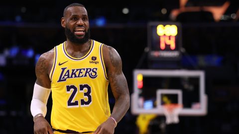 LOS ANGELES, CALIFORNIA - JANUARY 03: LeBron James #23 of the Los Angeles Lakers reacts to a play during a 110-96 Miami Heat win at Crypto.com Arena on January 03, 2024 in Los Angeles, California. (Photo by Harry How/Getty Images)