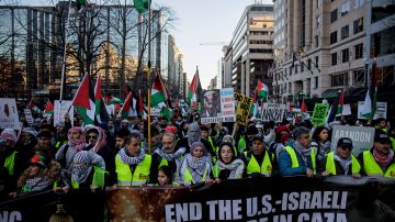 Miles marcharon para apoyar a los palestinos y pedir un alto al fuego en el conflicto y el fin del apoyo de EE.UU. un Israel.