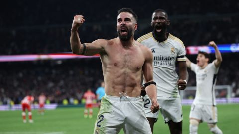 Dani Carvajal celebra el gol de último minuto.