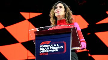 Madrid's Regional President Isabel Diaz Ayuso gives a press conference at the IFEMA congress center in Madrid on January 23, 2024 as F1 group announced that Madrid will stage a new Spanish Grand Prix from 2026. (Photo by JAVIER SORIANO / AFP) (Photo by JAVIER SORIANO/AFP via Getty Images)