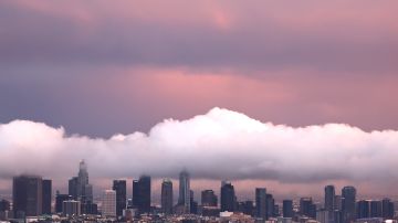 LOS ANGELES, CALIFORNIA - JANUARY 22: The downtown skyline is viewed during a clearing storm on January 22, 2024 in Los Angeles, California. (Photo by Mario Tama/Getty Images)