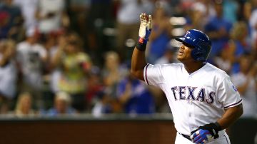 ARLINGTON, TX - AUGUST 03: Adrian Beltre #29 of the Texas Rangers waves to the crowd after hitting a home run to complete the cycle in the fifth inning during a game against the Houston Astros at Globe Life Park in Arlington on August 3, 2015 in Arlington, Texas. (Photo by Sarah Crabill/Getty Images)