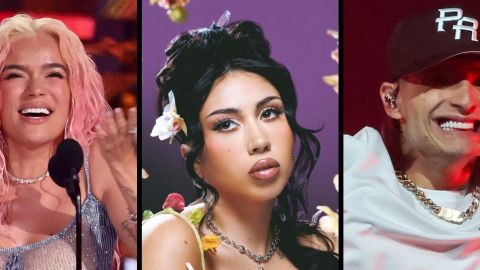 Karol G. Kali Uchis y Peso Pluma, artistas latinos.