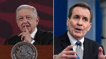 El presidente de México, Andrés Manuel López Obrador, y el portavoz de Seguridad Nacional de la Casa Blanca, John Kirby.