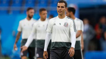 Mexico's Rafael Marquez walks in the field during Mexico's official training on the eve of the group F match between South Korea and Mexico at the 2018 soccer World Cup at the Rostov Arena, in Rostov-on-Don, Russia, Friday, June 22, 2018. (AP Photo/Eduardo Verdugo)