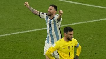 Lionel Messi celebra un gol durante el Mundial de Qatar 2022.