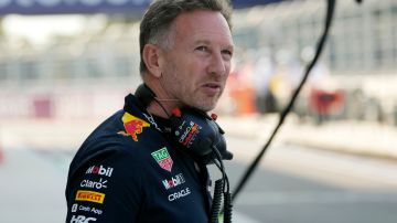 Red Bull team principal Christian Horner walks from the garage during the second practice session for the Formula One Miami Grand Prix auto race, Friday, May 5, 2023, at the Miami International Autodrome in Miami Gardens, Fla. (AP Photo/Lynne Sladky)