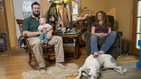 Jeff Decker and his wife Carly Tangney-Decker want New York State to legalize medical marijuana, to help their 8 month old daughter Mabel Tangney-Decker, who has a rare genetic disorder that causes seizures, at their home on Saturday, Jan. 11, 2013, in Kingston, N.Y.(AP Photo/Philip Kamrass)