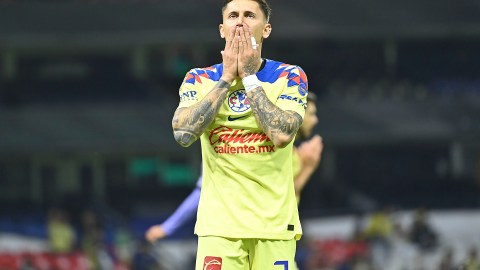 Ciudad de México a 21 de febrero de 2024. Brian Rodríguez durante el partido correspondiente a la jornada 9 del torneo Clausura 2024 de la Liga BBVA MX, entre las Águilas del América y los cañoneros de Mazatlán FC, realizado en el Estadio Azteca. Foto: Imago7/ Etzel Espinosa