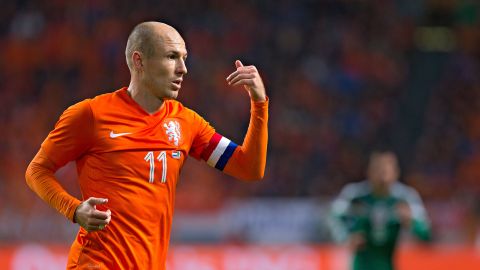 Amsterdam, Holanda, 12 de Noviembre de 2014. Arjen Robben durante el partido de preparación de la Selección Nacional de futbol (Selección Mexicana) ante la Selección de Holanda, celebrado en el estadio Arena de Amsterdam. Foto: Imago7 / Agustín Cuevas