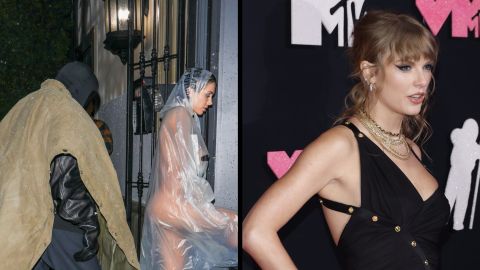Kanye West, Bianca Censori y Taylor Swift, figuras del entretenimiento.