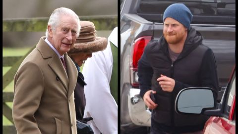 El rey Carlos III y el príncipe Harry, miembros de la familia real británica.