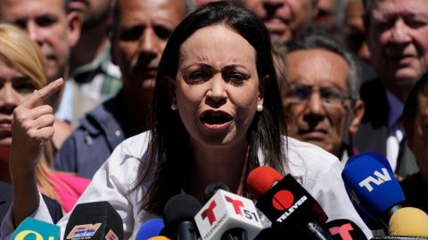 María Corina Machado, candidata presidencial de la oposición que está inhabilitada.