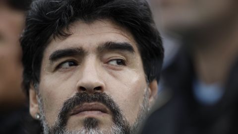 Argentina's coach Diego Maradona gestures before Argentina's friendly soccer match against Canada in preparation for the upcoming 2010 South Africa World Cup in Buenos Aires, Monday, May 24, 2010. (AP Photo/ Natacha Pisarenko).