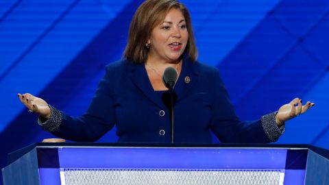 Rep. Linda Sanchez, D-Calif., speaks during the first day of the Democratic National Convention in Philadelphia , Monday, July 25, 2016. (AP Photo/J. Scott Applewhite)