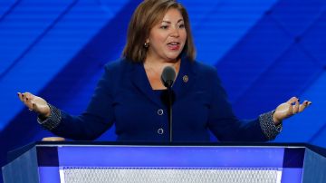 Rep. Linda Sanchez, D-Calif., speaks during the first day of the Democratic National Convention in Philadelphia , Monday, July 25, 2016. (AP Photo/J. Scott Applewhite)