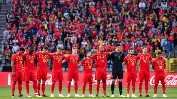 The Belgian national team poses during a friendly soccer match between Belgium and Portugal at the King Baudouin stadium in Brussels, Saturday, June 2, 2018. (AP Photo/Geert Vanden Wijngaert)