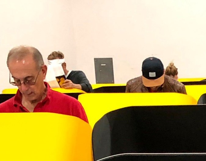 A sign reads "Sorry, Out of Order," on a voting station as people cast the ballots Tuesday, March 3, 2020, at the Silverlake Independent Jewish Community Center in Los Angeles. Poll workers said that computer network issues slowed both the voter check-in process and made some machines unusable. About one-third of the approximately 40 machines were being used. The resulting line meant voting took about an hour. (AP Photo/Justin Pritchard)