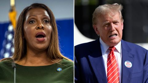 La fiscal general de Nueva York, Letitia James, y el expresidente Trump.