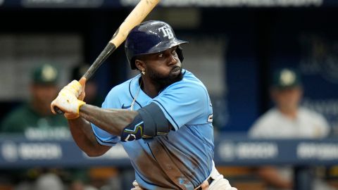El jardinero mexicano de los Tampa Bay Rays, Randy Arozarena, se fue en blanco en cuatro turnos durante el Opening Day el pasado jueves.