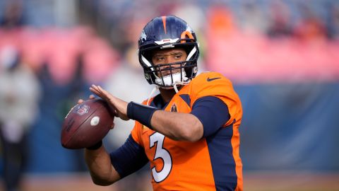 Denver Broncos quarterback Russell Wilson (3) before an NFL football game in Empower Field at Mile High Sunday, Dec. 31, 2023, in Denver. (AP Photo/David Zalubowski)Denver Broncos quarterback Russell Wilson (3) before an NFL football game in Empower Field at Mile High Sunday, Dec. 31, 2023, in Denver. (AP Photo/David Zalubowski)