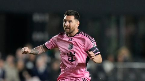 Inter Miami forward Lionel Messi runs during the first half of an MLS soccer match against Real Salt Lake, Wednesday, Feb. 21, 2024, in Fort Lauderdale, Fla. (AP Photo/Lynne Sladky)