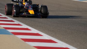 Red Bull driver Max Verstappen of the Netherlands steers his car during the third practice session ahead of the Formula One Bahrain Grand Prix at the Bahrain International Circuit in Sakhir, Bahrain, Friday, March 1, 2024. (AP Photo/Darko Bandic)