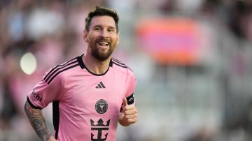 Inter Miami forward Lionel Messi runs after scoring against Orlando City during the second half of an MLS soccer match Saturday, March 2, 2024, in Fort Lauderdale, Fla. (AP Photo/Rebecca Blackwell)