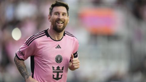 Inter Miami forward Lionel Messi runs after scoring against Orlando City during the second half of an MLS soccer match Saturday, March 2, 2024, in Fort Lauderdale, Fla. (AP Photo/Rebecca Blackwell)