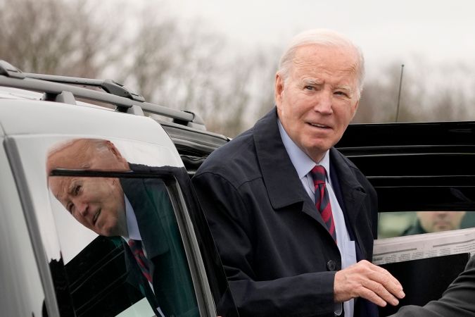 President Joe Biden arrives to board Air Force One, Tuesday, March 5, 2024, in Hagerstown, Md. The President is traveling to Washington. (AP Photo/Alex Brandon)