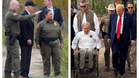 Joe Biden y Donald Trump visitaron la frontera entre Estados Unidos y México en Texas, el jueves 29 de febrero de 2024.