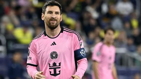 Inter Miami forward Lionel Messi (10) plays against Nashville SC during the first half of an CONCACAF Champions Cup tournament soccer match Thursday, March 7, 2024, in Nashville, Tenn. (AP Photo/Mark Zaleski)