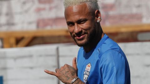 FILE - Brazilian soccer player Neymar flashes fans the Hawaiian "shaka" hand sign during the Neymar Jr's Five youth soccer tournament in Praia Grande, Brazil, July 13, 2019. Hawaii’s “shaka” hand sign is sometimes known as the “hang loose” gesture associated with surf culture. But it was a fixture of daily life in the islands long before it caught on in California, Brazil and beyond. (AP Photo/Andre Penner, File)