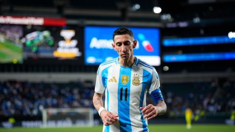 Argentina's Angel Di Maria plays during a friendly soccer match, Friday, March 22, 2024, in Philadelphia. (AP Photo/Matt Slocum)