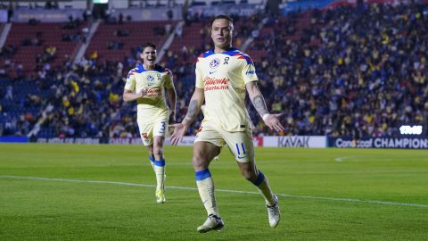 Ciudad de México, 14 de febrero de 2024. Jonathan Rodríguez en festejo de gol, durante el partido de vuelta de la primera ronda de la Champions Cup de la CONCACAF 2024, entre las Águilas del América y el Real Estelí FC, celebrado en el estadio Ciudad de los Deportes. Foto: Imago7/ Rafael Vadillo
