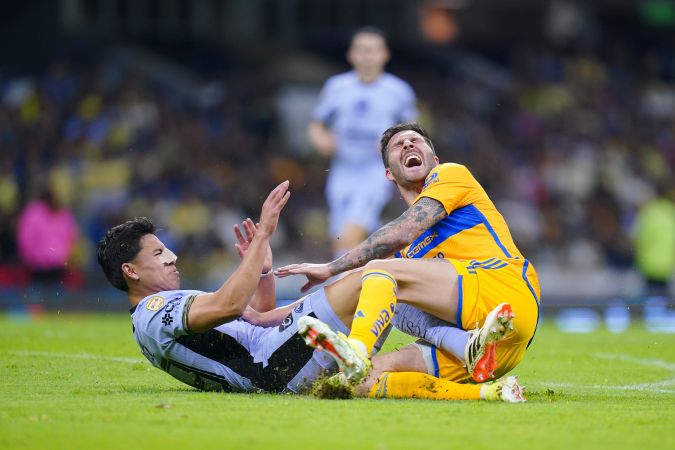 El delantero francés André-Pierre Gignac en una acción del partido entre los Tigres de la UANL y las Águilas del América del pasado fin de semana por el Torneo Clausura 2024.