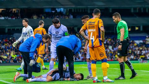 Ciudad de México a 29 de Marzo de 2024. Illian Hernández resultó lesionado, durante el partido correspondiente a la jornada 13 del torneo Clausura 2024 de la Liga BBVA MX, entre las Águilas del América y el Atlético de San Luis, realizado en el Estadio Azteca. Foto: Imago7 / Diego Padilla