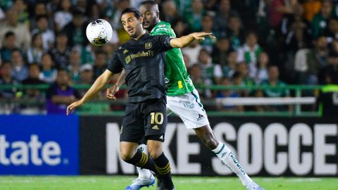 León, Guanajuato, 18 de febrero de 2020. Carlos Vela, durante el juego de ida de los Octavos de Final de la Liga de Campeones de la Concacaf 2020, entre Esmeraldas del León y Los Angeles FC, celebrado en el estadio León. Foto: Imago7/Sebastian Laureano Miranda