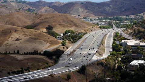 An overview of the Wallis Annenberg Wildlife Crossing, which will eventually be built over the 101 freeway, Tuesday, Sept. 20, 2022, in Agoura Hills, Calif. Construction has begun on what's billed as the world's largest wildlife crossing for mountain lions and other animals caught in Southern California's urban sprawl. (AP Photo/Marcio Jose Sanchez)