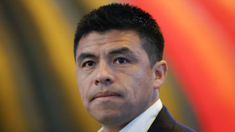 Atlanta United head coach Gonzalo Pineda on the sidelines before the first half of an MLS soccer match against Toronto FC, Saturday, March 4, 2023, in Atlanta. (AP Photo/Alex Slitz)