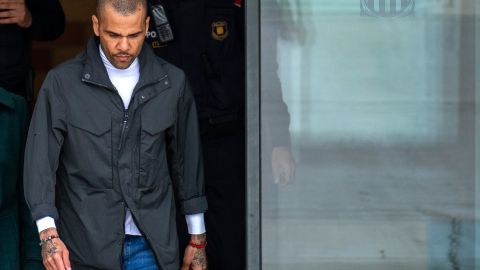 Brazilian soccer star Dani Alves leaves Brians 2 penitentiary center in Sant Esteve Sesrovires, near Barcelona, northeast, Spain, Monday, March 25, 2024. A Spanish court says Dani Alaves has deposited a bail of one million euros required for his release from prison and will also have to hand over his passports while appealing a rape conviction in Barcelona. (AP Photo/Emilio Morenatti)