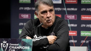 Inter Miami head coach Gerardo Martino speaks during a press conference a day ahead of a CONCACAF Champions Cup quarter final second leg soccer match against Monterrey, in Monterrey, Mexico, Tuesday, April 9, 2024. (AP Photo/Eduardo Verdugo)