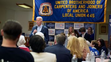 El presidente Joe Biden habla en el Carpenters Union Hall, el martes 16 de abril de 2024, en Scranton, Pensilvania.