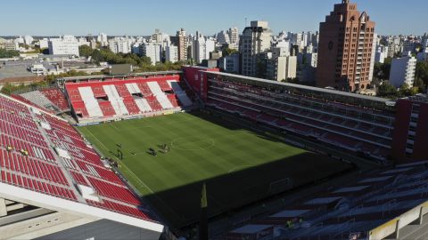 The Jorge Luis Hirschi stadium prior to a Copa Libertadores Group C soccer match between Argentina's Estudiantes de la Plata and Brazil's Gremio in La Plata, Argentina, Tuesday, April 23, 2024. (AP Photo/Gustavo Garello)