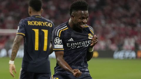 Vinícius Jr. celebra su segundo gol contra el Bayern Múnich.