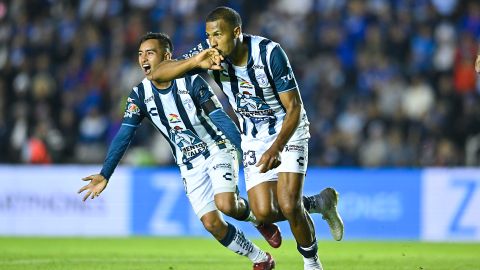 Ciudad de México a 13 de enero de 2024. José Rondón en festejo de gol, durante el partido correspondiente a la jornada 1 del torneo Clausura 2024, entre la maquina celeste de la Cruz Azul y los tuzos de Pachuca, realizado en el estadio Azul. Foto/ Imago7/ Etzel Espinosa