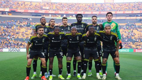 Monterrey, Nuevo León, 9 de abril de 2024. Foto de equipo de Columbus Crew, durante el partido de vuelta de los Cuartos de Final de la Champions Cup de la CONCACAF 2024, entre los Tigres de la UANL y el Columbus Crew, celebrado en el estadio Universitario. Foto: Imago7/